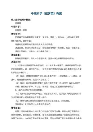 幼儿园中班科学教案《挖荠菜》 包含反思预览