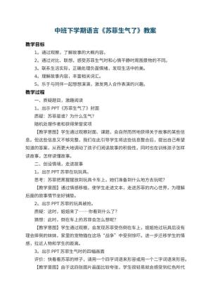 幼儿园中班下学期语言教案《苏菲生气了》 包含反思