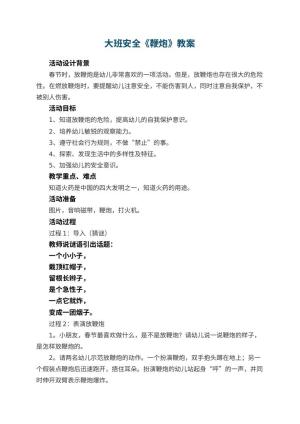 幼儿园大班安全教案《鞭炮》 包含反思预览