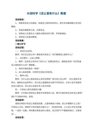 幼儿园大班科学优秀教案《泥土里有什么》 包含反思