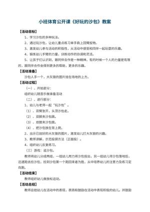 幼儿园小班体育公开课教案《好玩的沙包》 包含反思预览