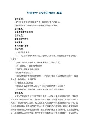 幼儿园中班安全优秀教案《水灾的自救》 包含反思预览