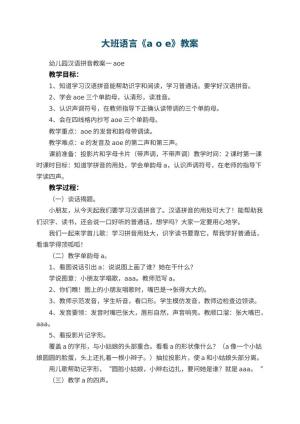 幼儿园大班语言教案《a o e》预览
