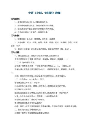 幼儿园中班教案《小球，你别跑》 包含反思预览