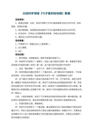 幼儿园大班科学领域教案《勺子里的哈哈镜》 包含反思预览