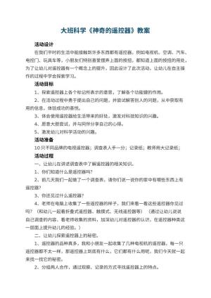幼儿园大班科学教案《神奇的遥控器》 包含反思预览