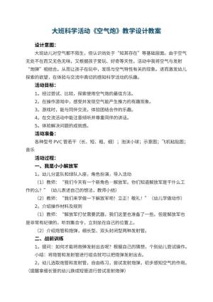 幼儿园大班科学活动《空气炮》教学设计 包含反思预览