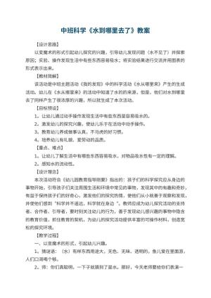 幼儿园中班科学优秀教案《水到哪里去了》 包含反思预览