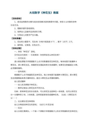 幼儿园大班数学教案《种花生》 包含反思预览