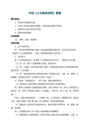 幼儿园中班教案《小企鹅真漂亮》