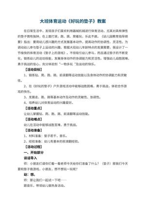 幼儿园大班体育运动《好玩的垫子》教案 包含反思预览