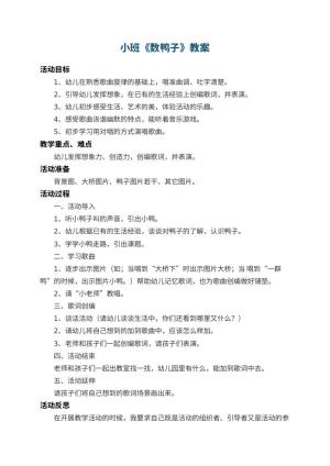 幼儿园小班教案《数鸭子》 包含反思预览