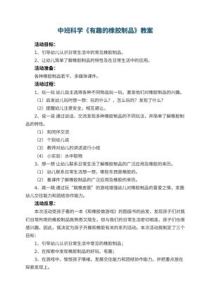 幼儿园中班科学优秀教案《有趣的橡胶制品》 包含反思预览