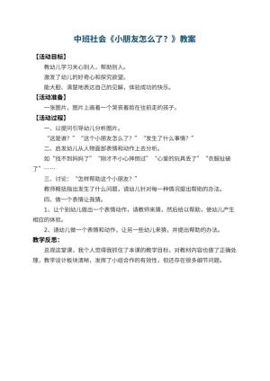 幼儿园中班社会教案《小朋友怎么了？》 包含反思预览
