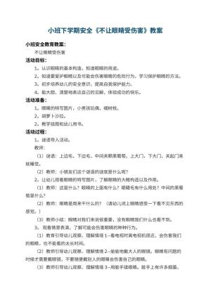 幼儿园小班下学期安全教案《不让眼睛受伤害》 包含反思预览