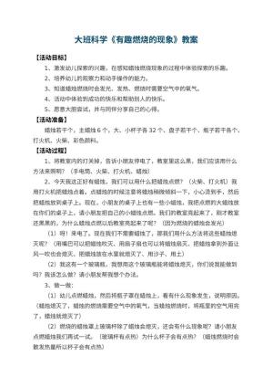 幼儿园大班科学教案《有趣燃烧的现象》 包含反思预览