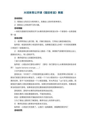 幼儿园大班体育公开课教案《猫捉老鼠》 包含反思