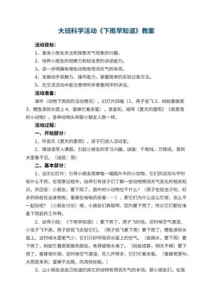 幼儿园大班科学活动《下雨早知道》 包含反思