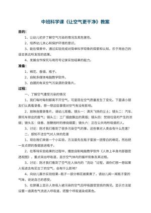 幼儿园中班科学课教案《让空气更干净》 包含反思预览