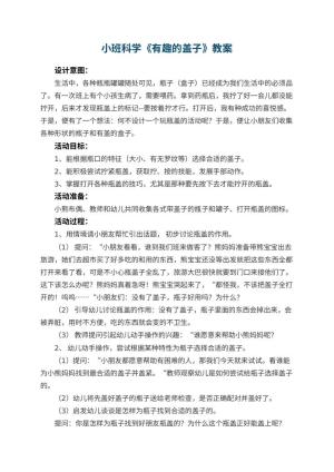 幼儿园小班科学教案教案《有趣的盖子》 包含反思