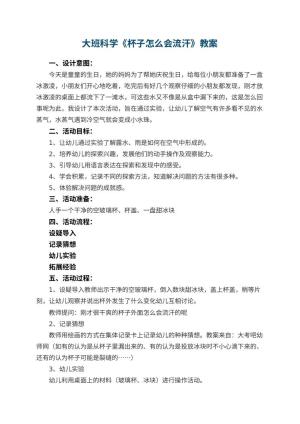 幼儿园大班科学《杯子怎么会流汗》教案 包含反思预览