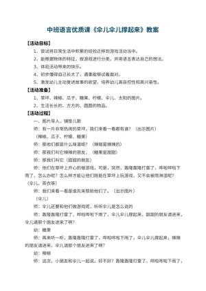幼儿园中班语言优质课教案《伞儿伞儿撑起来》 包含反思预览
