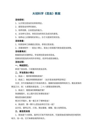 幼儿园大班科学教案《昆虫》 包含反思预览