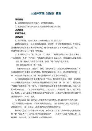 幼儿园大班体育课教案《捕蛇》 包含反思预览