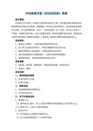 幼儿园中班健康详案教案《好玩的轮胎》 包含反思预览
