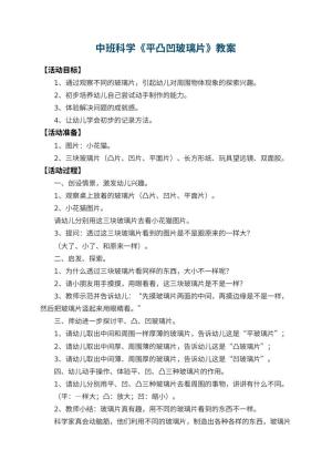 幼儿园中班科学教案《平凸凹玻璃片》预览