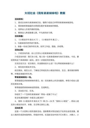 幼儿园大班社会优秀教案《我有弟弟妹妹啦》 包含反思