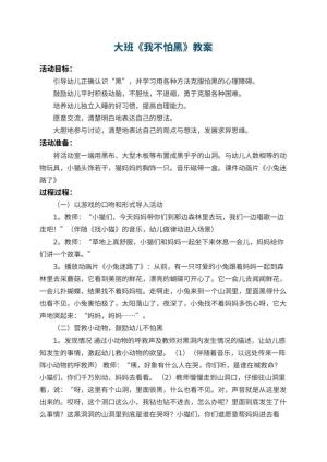 幼儿园大班教案《我不怕黑》 包含反思预览
