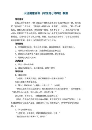 幼儿园大班健康详案教案《可爱的小布袋》 包含反思预览