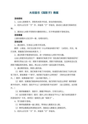 幼儿园大班音乐教案《踩影子》预览