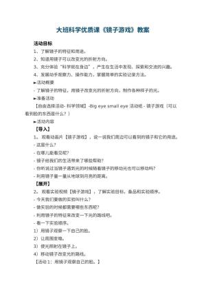 幼儿园大班科学优质课教案《镜子游戏》预览