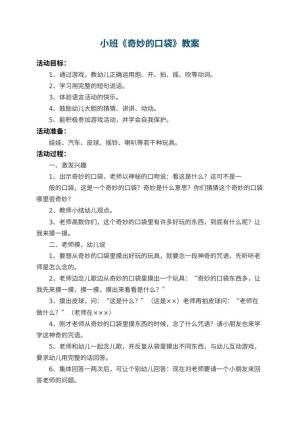幼儿园小班教案《奇妙的口袋》 包含反思
