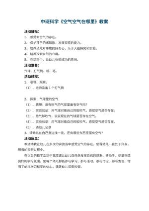 幼儿园中班科学教案《空气空气在哪里》 包含反思预览