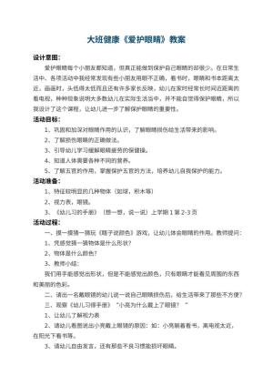 幼儿园大班健康教案《爱护眼睛》 包含反思预览