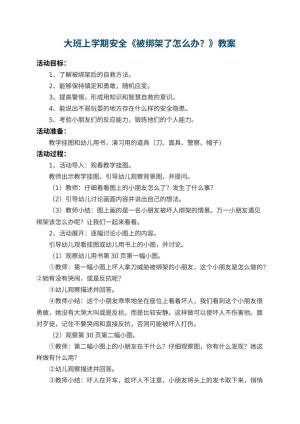 幼儿园大班上学期安全教案《被绑架了怎么办？》 包含反思预览