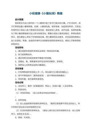幼儿园小班健康教案《小猫玩球》 包含反思预览
