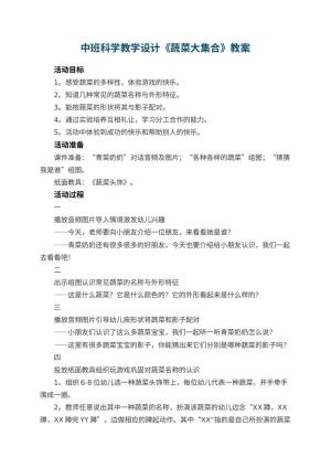 幼儿园中班科学教学设计《蔬菜大集合》教案预览