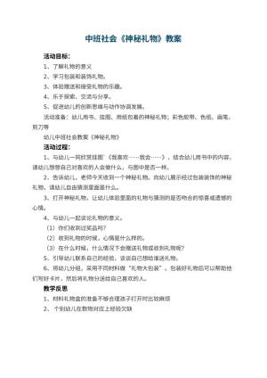 幼儿园中班社会教案《神秘礼物》 包含反思预览