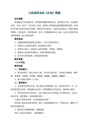 幼儿园小班游戏活动教案《沙包》 包含反思预览