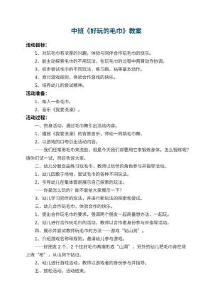 幼儿园中班教案《好玩的毛巾》预览