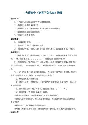 幼儿园大班安全教案《走丢了怎么办》 包含反思预览