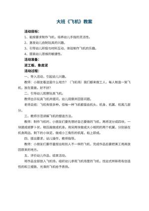 幼儿园大班教案《飞机》预览