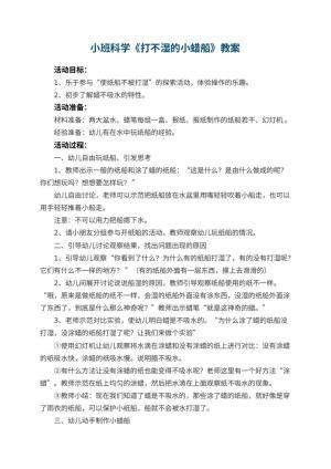 幼儿园小班科学教案《打不湿的小蜡船》 包含反思