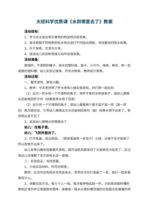 幼儿园大班科学优质课教案《水到哪里去了》 包含反思