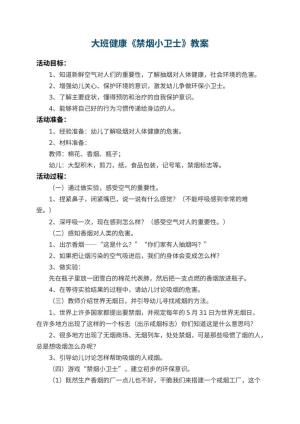 幼儿园大班健康优秀教案《禁烟小卫士》预览