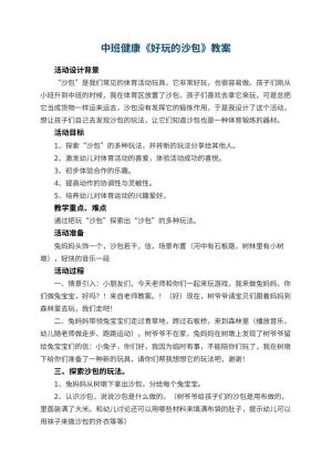 幼儿园中班健康教案《好玩的沙包》 包含反思预览